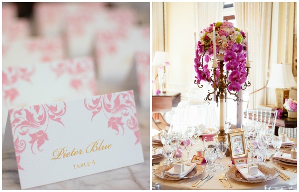 pink and gold reception