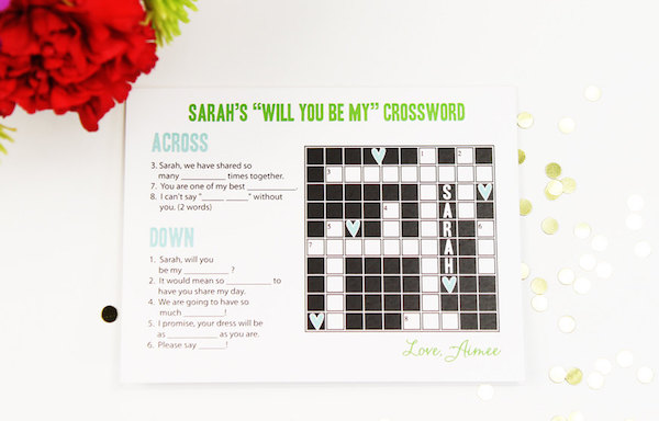 Will you be my bridesmaid crossword by Camis Paperie