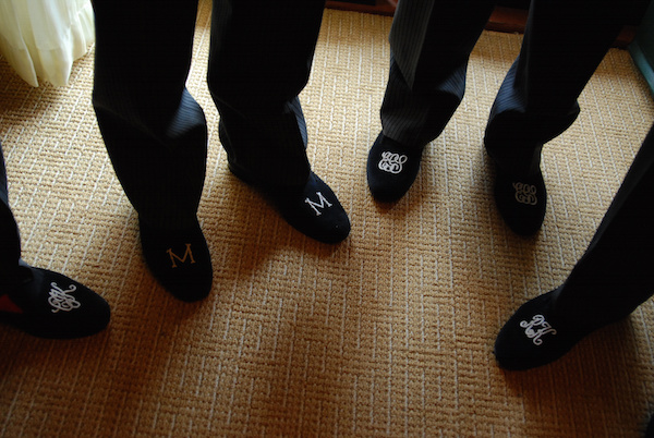 monogram smoking slippers groom style