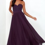Purple Strapless Lace Maxi Dress Bridesmaids