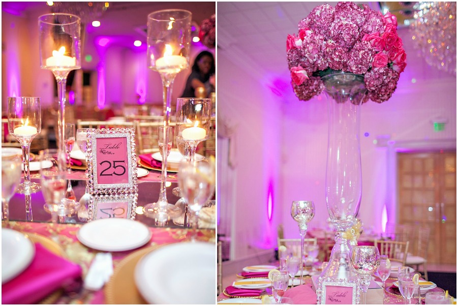 Fuchsia and pink centerpieces