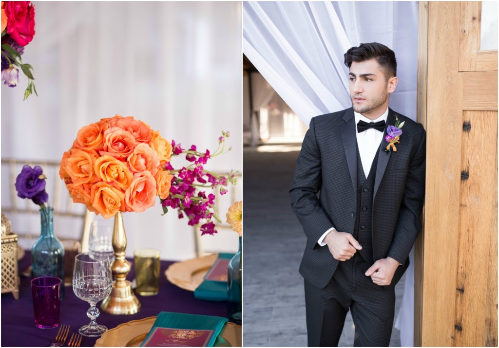 Purple orange and gold wedding inspiration