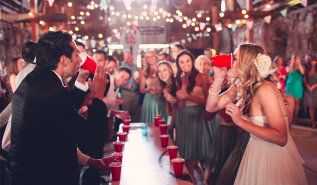 wedding after party beer pong