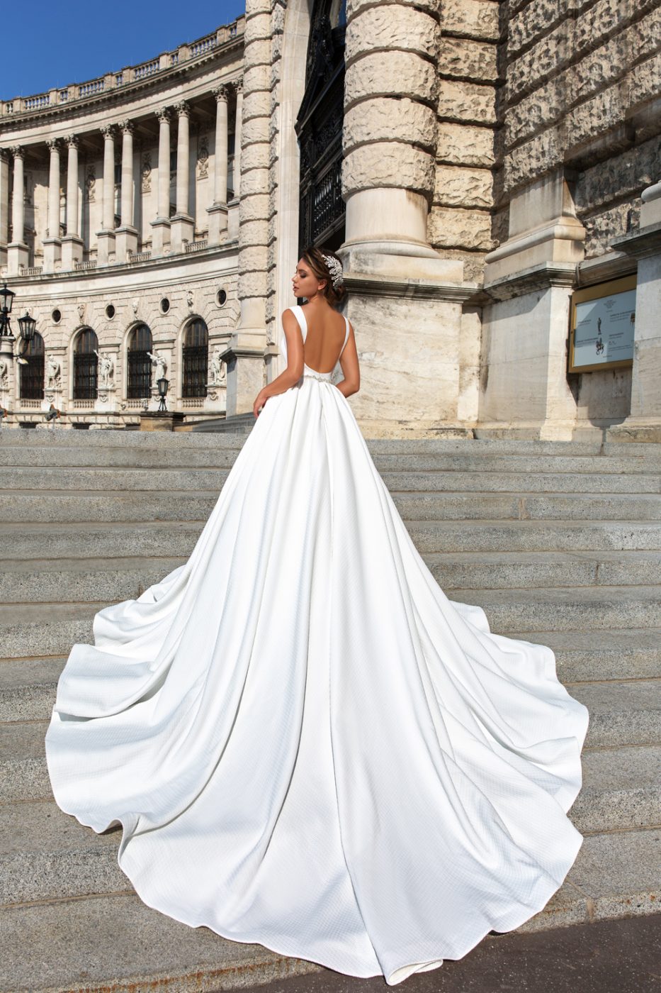 Backless satin ballgown by Crystal Design Couture