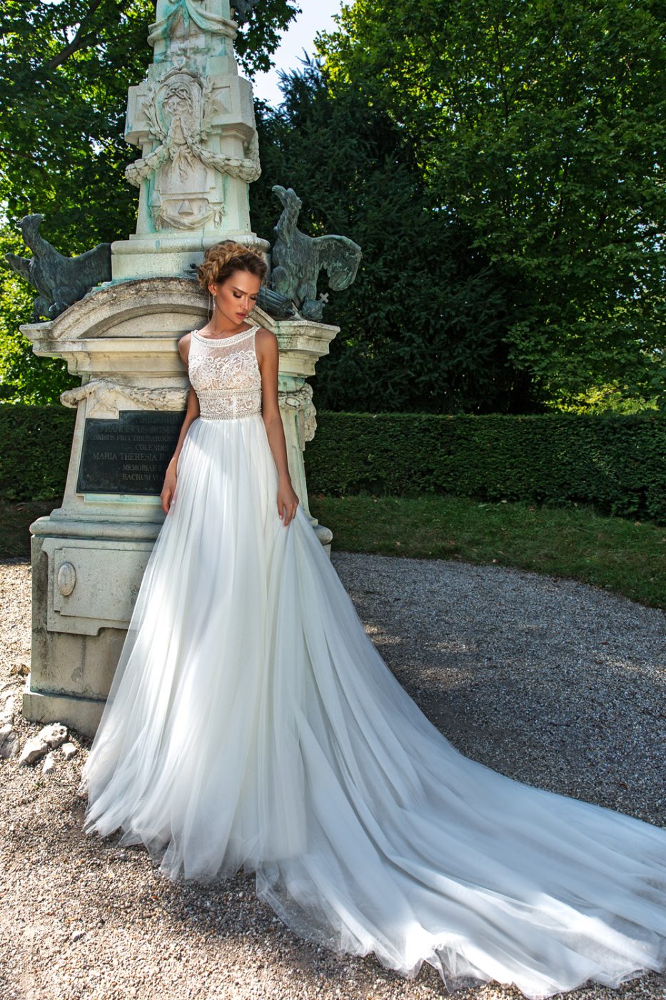 scoop neck wedding gown by Crystal Design Couture
