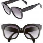 celine sunglasses. designer sunglasses with square shape and slight cat eye, chic stud details in black available at nordstrom. shop perfÃªte