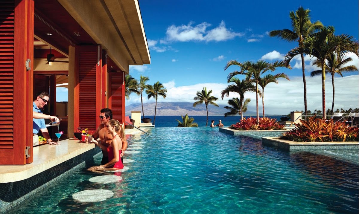 swim up pool at the Four Seasons resort in Maui, Hawaii