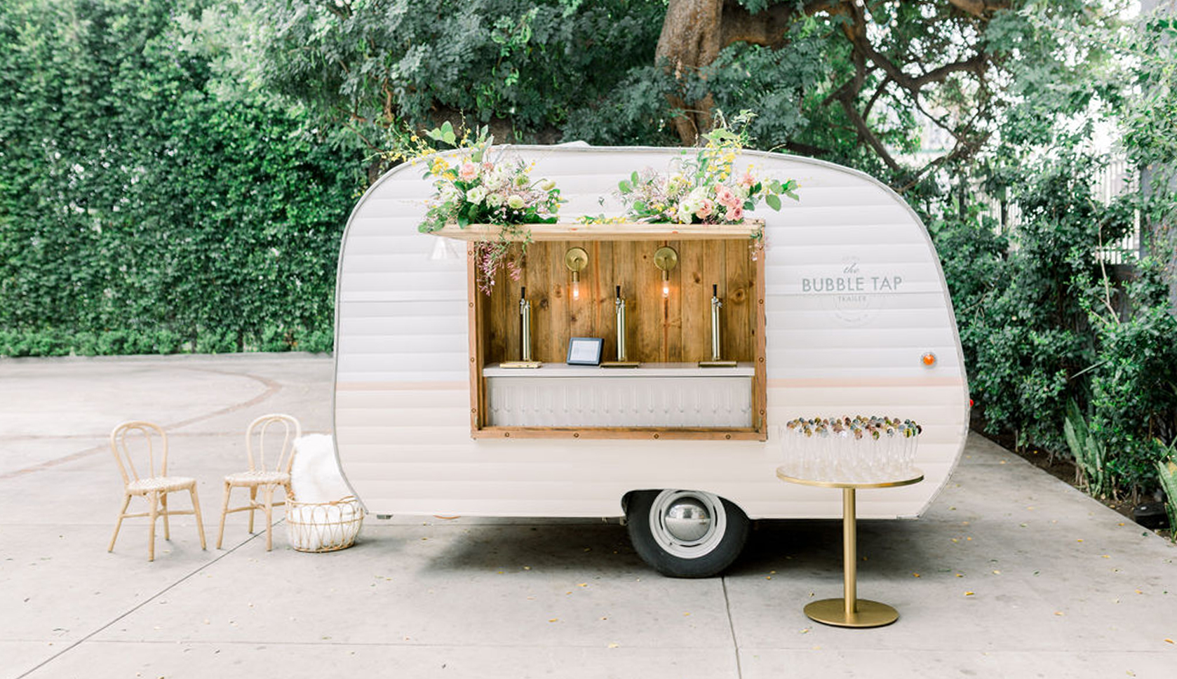 classic and simple mobile bar vintage camper perfect for any wedding reception