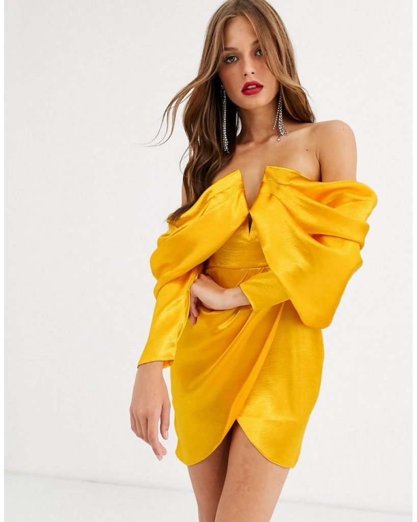 Marigold Yellow Bandeau mini dress by ASOS
