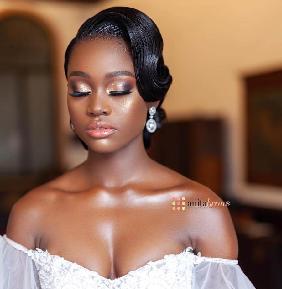 wavy swoop bridal hair for black women
