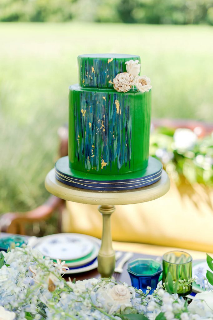 green watercolor cake