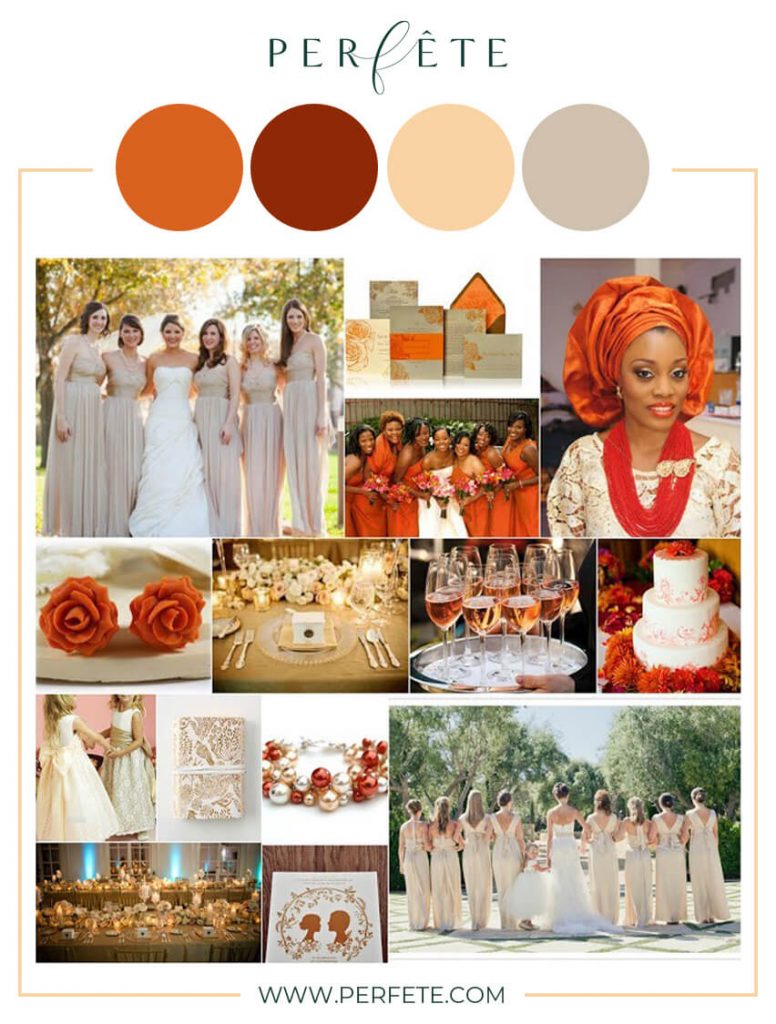 Burnt Orange & Champagne wedding colors