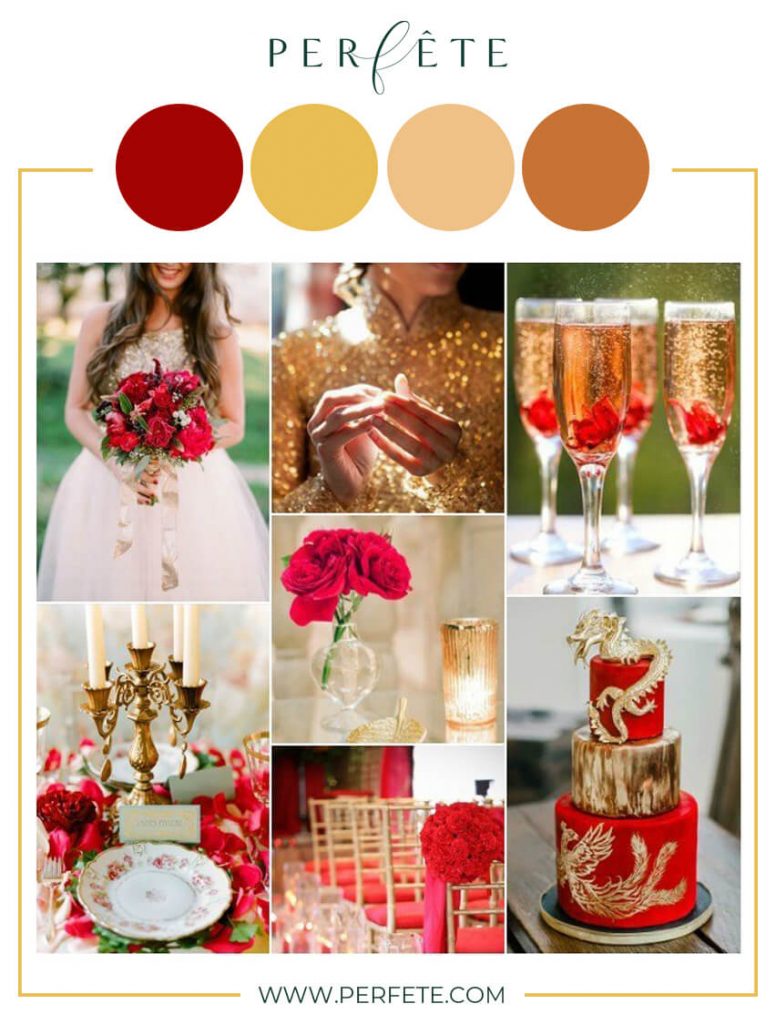 red and gold wedding colors